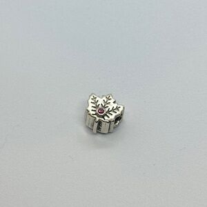 Authentic Pandora Silver Maple Leaf Ruby Charm